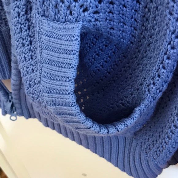 DENIM & CO. Cardigan Sweater Zip Up Hoodie Knit Blue Women’s Plus Size 1X - Picture 8 of 15